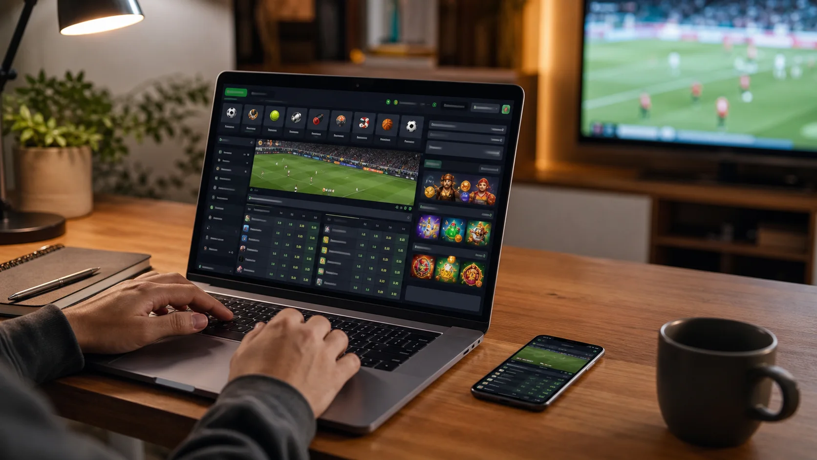 Plataforma wallacebet em notebook e celular com apostas esportivas e cassino online